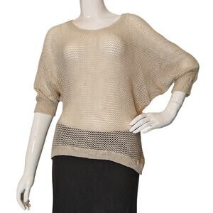 Q 1982 Cream Open Knit Dolman Sleeve Sweater Size Large